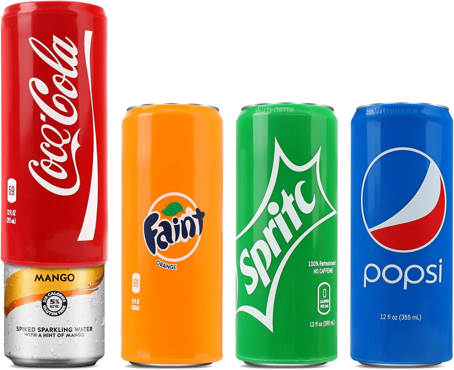 Silicone Can Covers That Look like Soda for 12 Oz Skinny Cans (4-Pack), Beer Coz