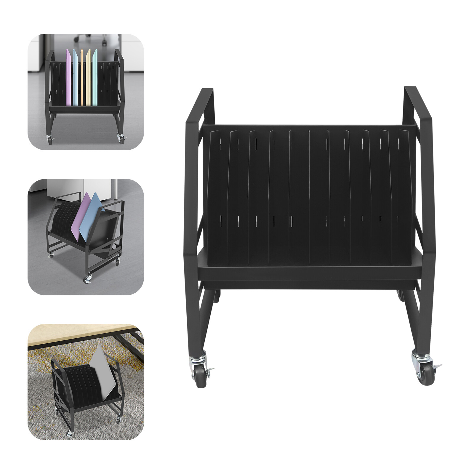 10 Position Laptop Tablet Open Charging Station Mobile Storage Cart Metal Rack