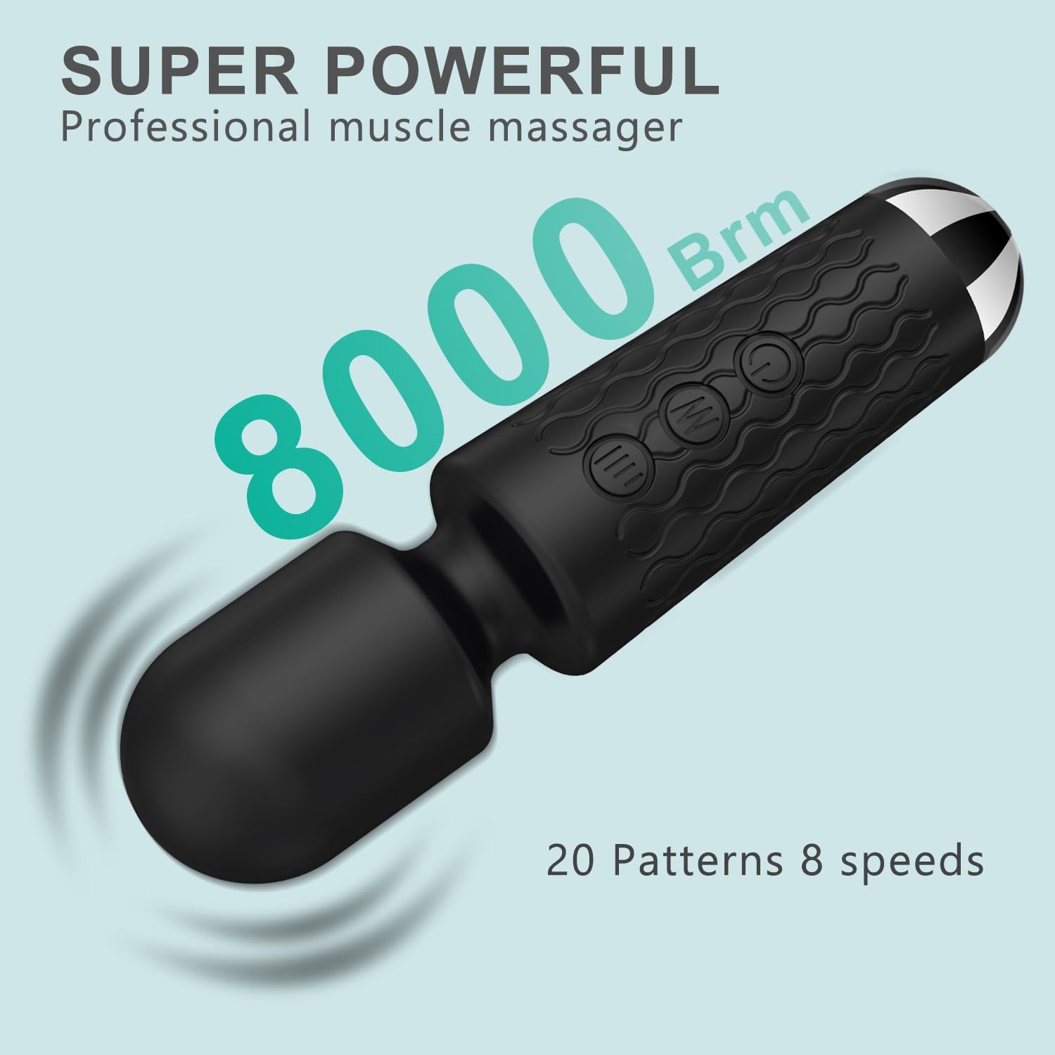 BitOffun Personal Back Massager - Handheld Waterproof & Rechargeable Black