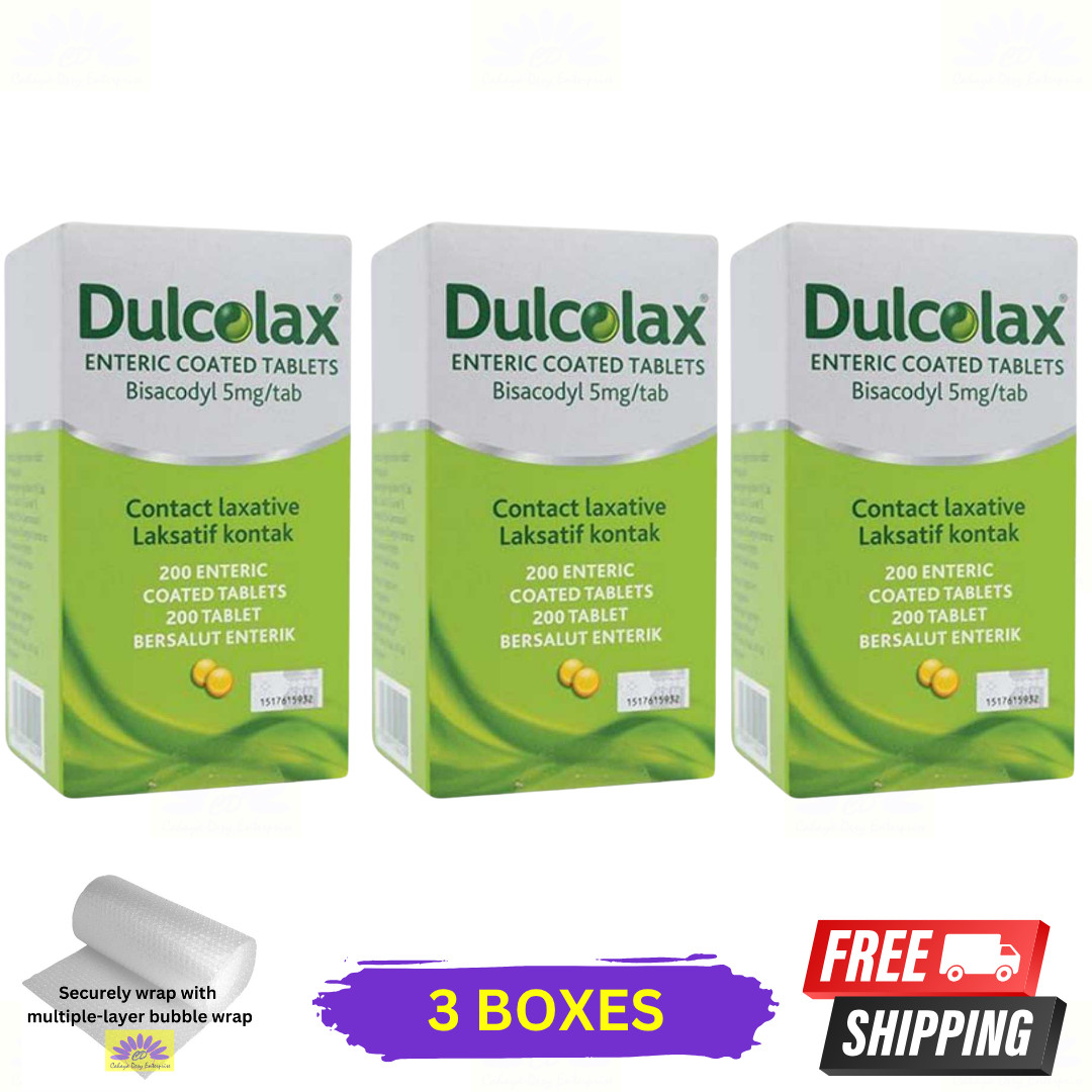 3 X Dulcolax 5mg 200 Tablets Bisacodyl Constipation Relief (600 Total)