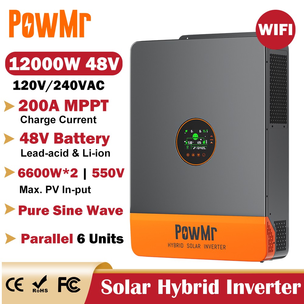 12KW 48V Solar Inverter 120V/240V Split Phase 200A MPPT Controller Parallel 6X