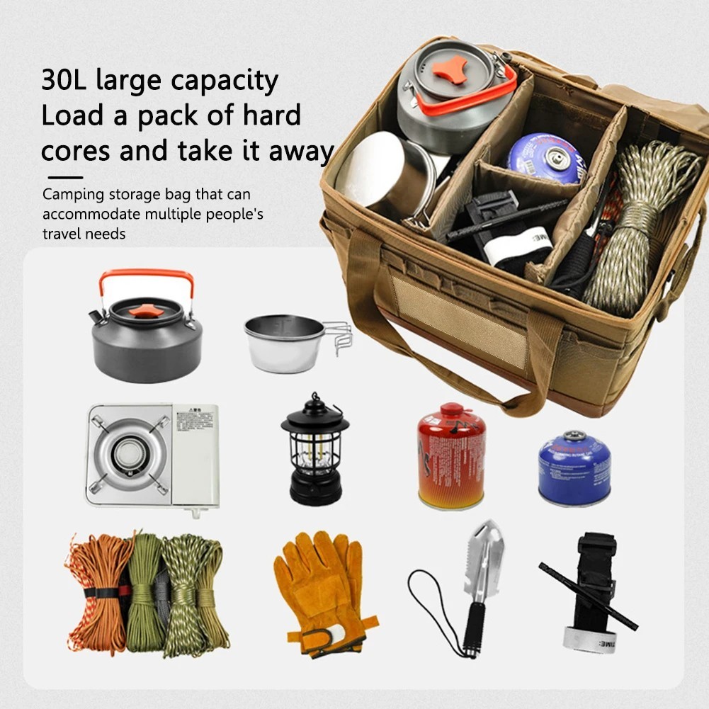 20L Camping Utensil Organizer Large Detachable Storage Bag