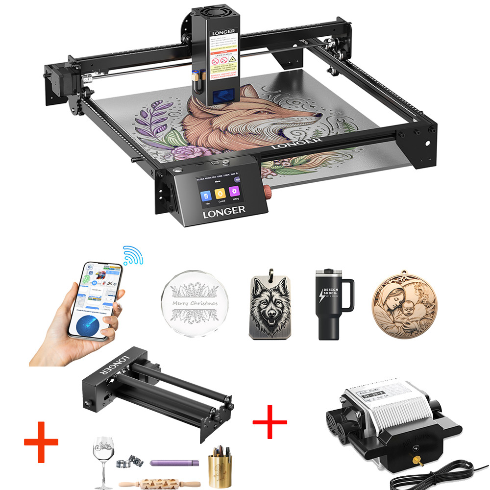 NEW LONGER Ray5 20W Laser Engraver 450-460 Nm Engraving Machine + Roller