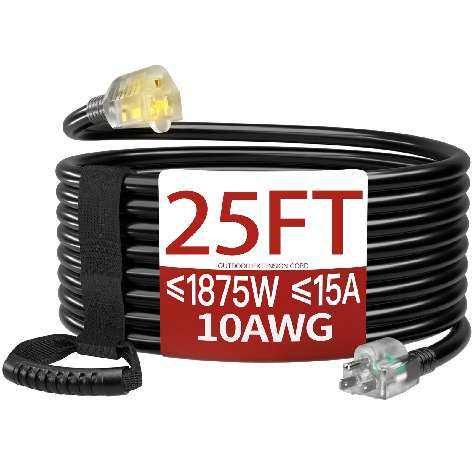 25 FT 10 Gauge Extension Cord Outdoor, Heavy Duty Weatherproof & Flame Retard...
