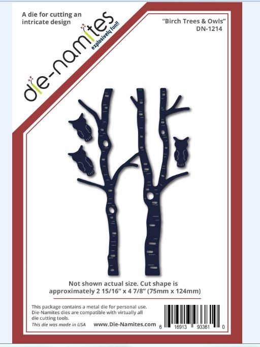 NEW - Die-Namites Die Intricate Design ~  Birch Trees & Owls DN-1214