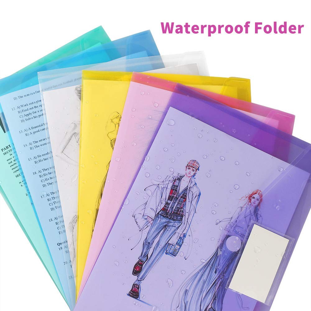 OUTYLTS 11 Pack Plastic Poly Filing Envelopes, Clear Document Folders US Lett...