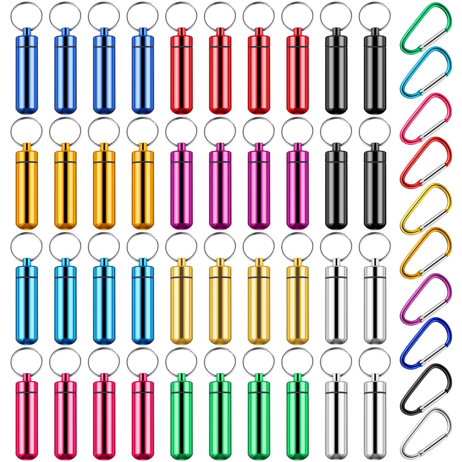 Jinei 40 Pcs Aluminum Metal Pill Box Case Organizer Waterproof Multicolor
