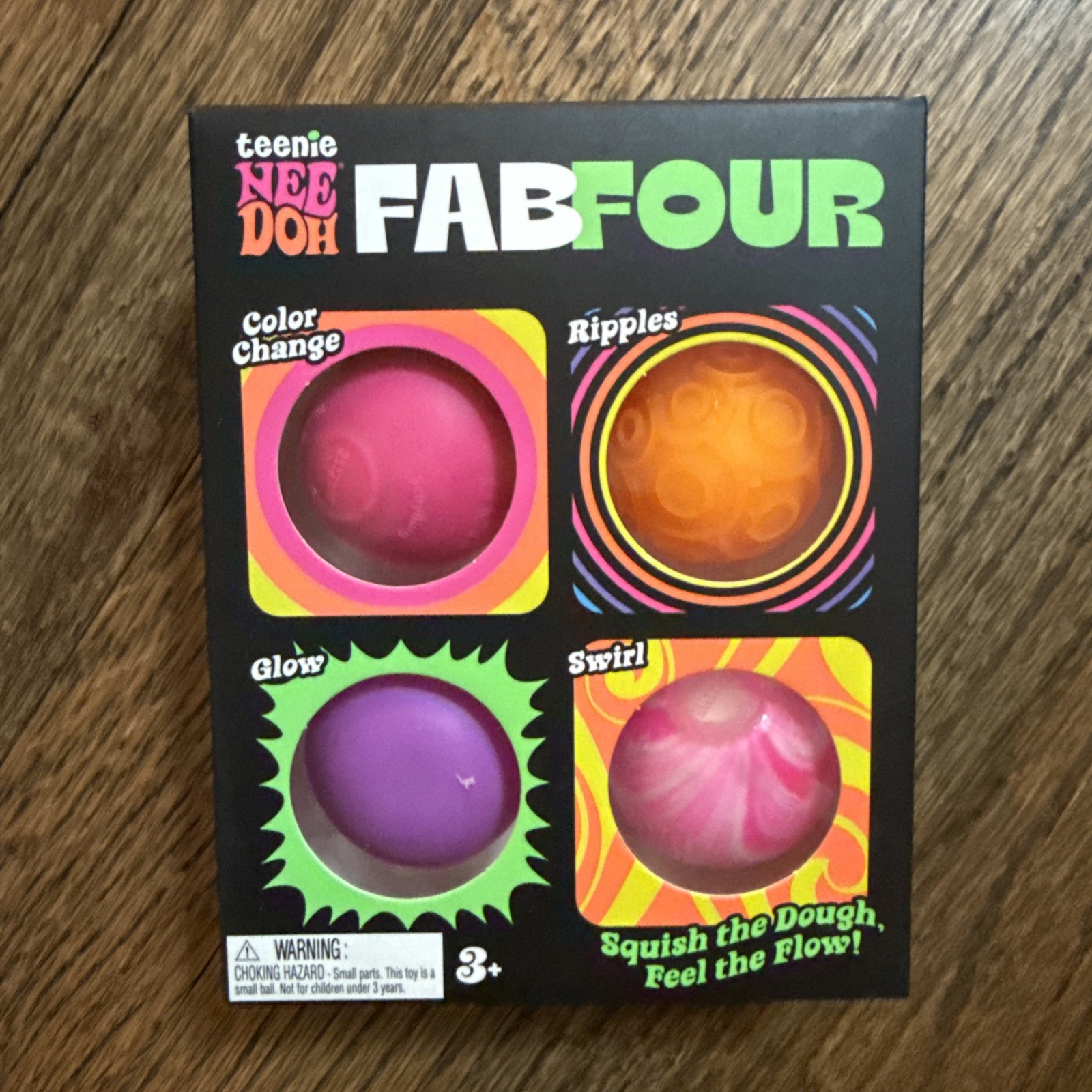 Nee Doh Teenie Fab Four Needoh 4 Pack 🔥 RARE - Color Change Ripples Glow Swirl