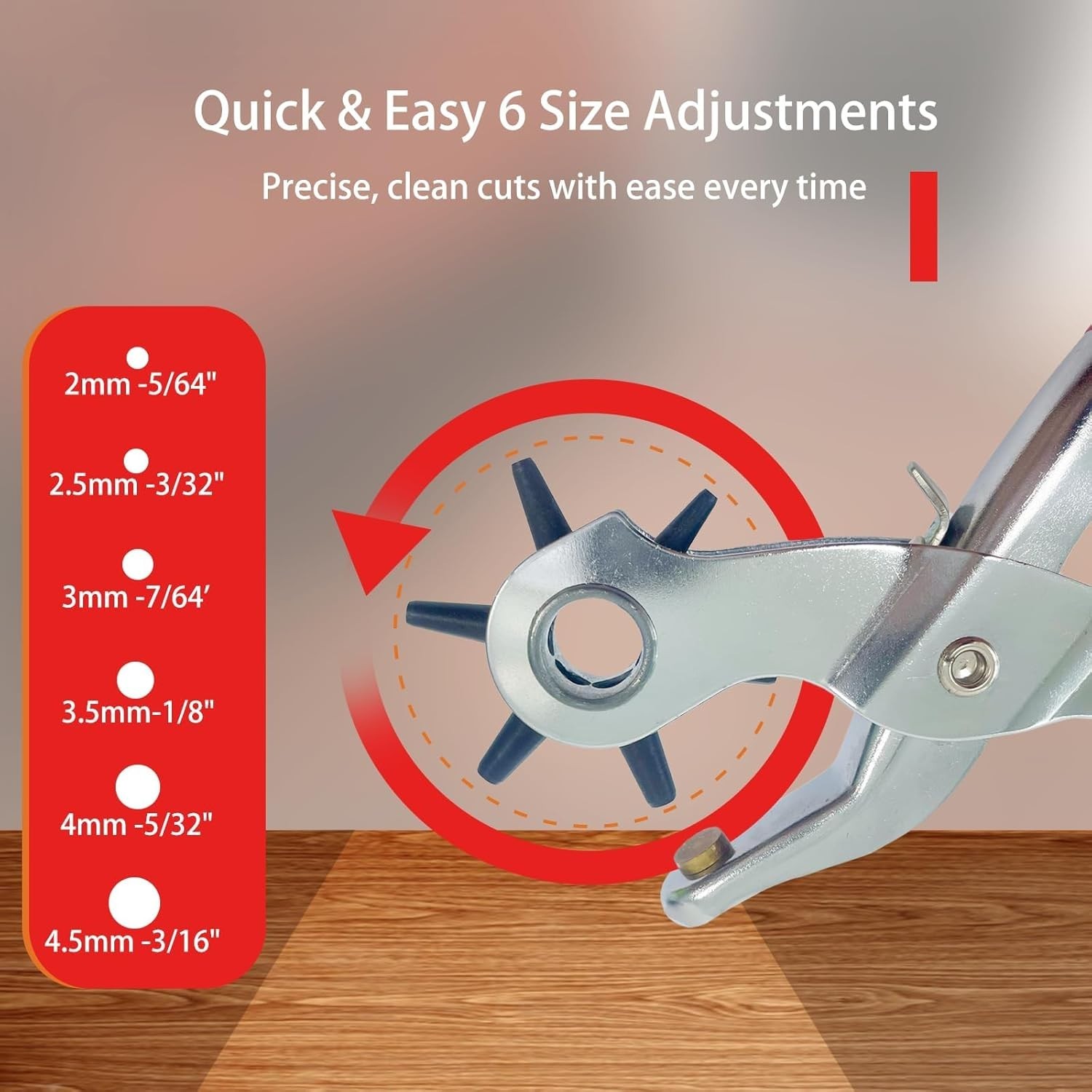 Heavy DUTY Revolving Leather Hole Punch 6 Sizes