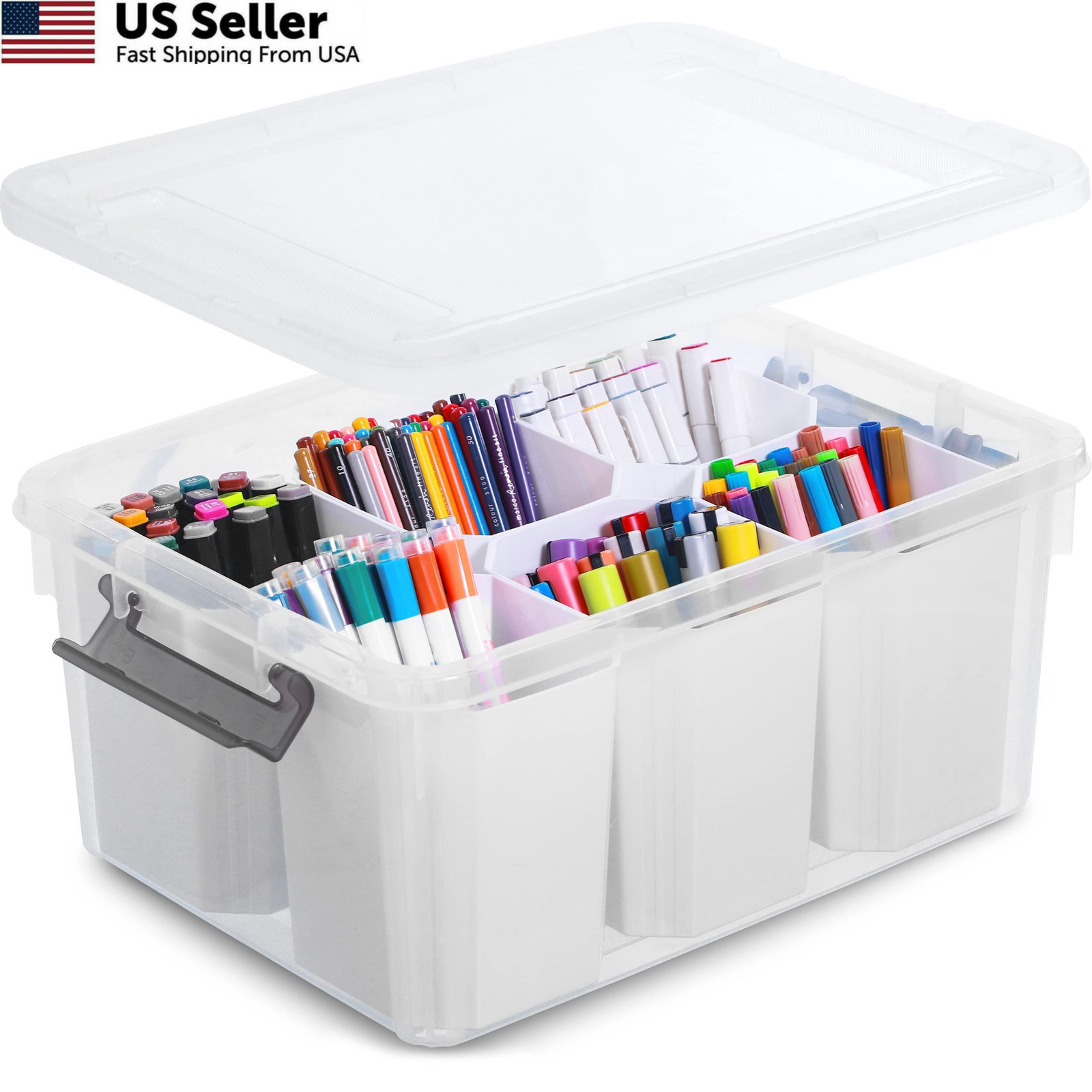 Citylife 17 QT Plastic Storage Bins Clear 1 Pack-17 QT, White