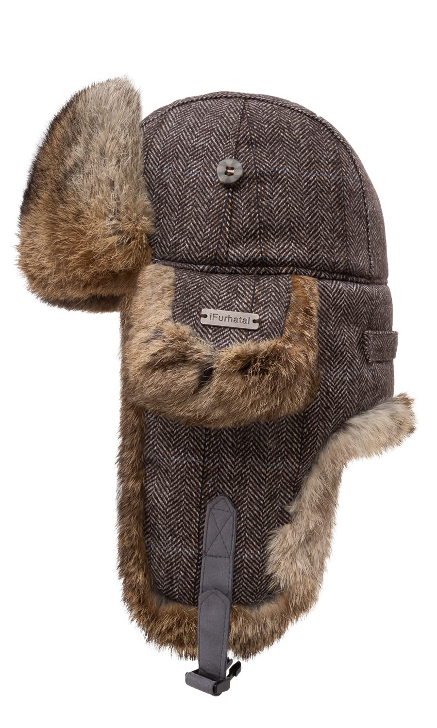 100% Real Rabbit Fur Russian Ushanka Trapper Hat for Men & Women Winter Warm