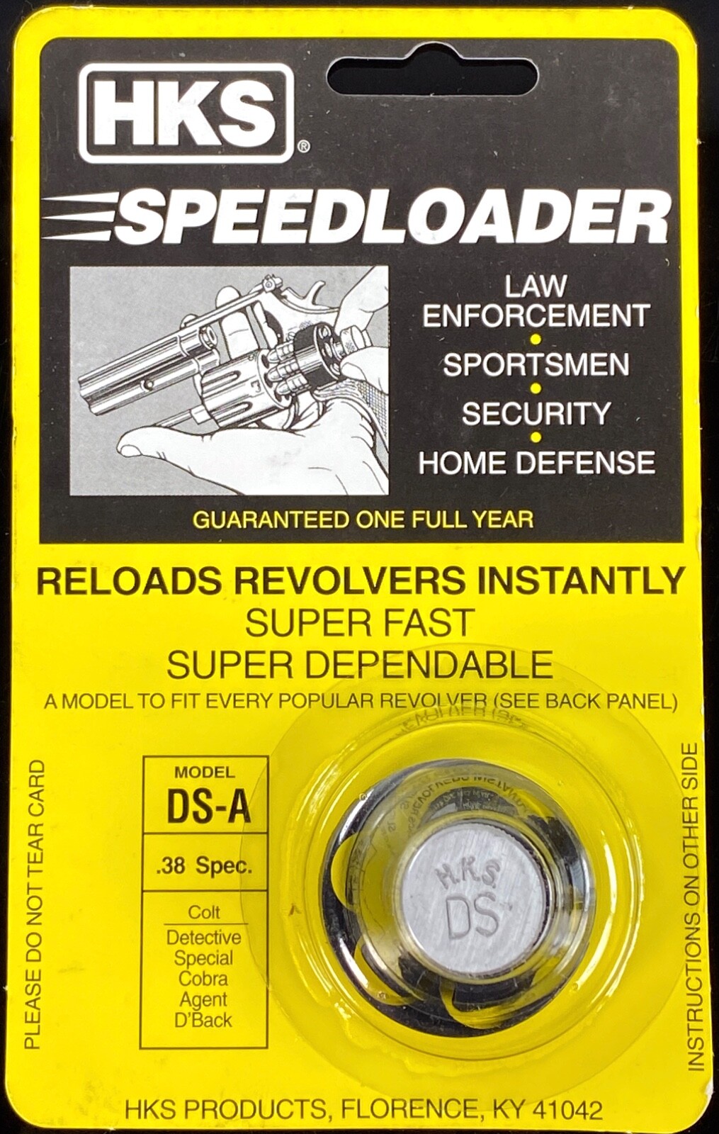 HKS DSA Speedloader for 38 spl for Colt Detective Special & Cobra 6-shot