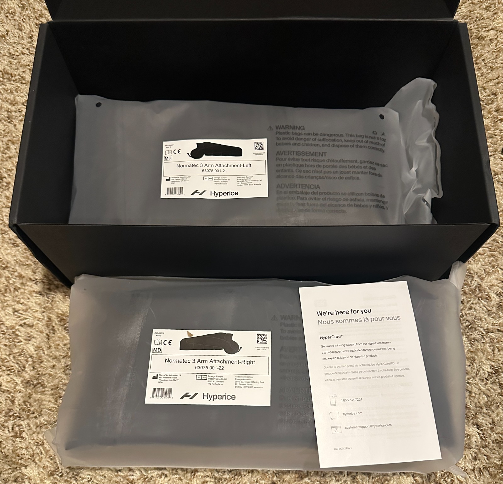 Hyperice Normatec 3 Arm Attachments Standard Black, Pair