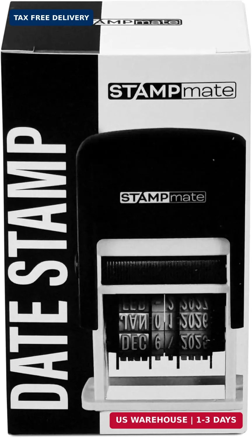 Self-Inking Date Stamp - Adjustable Month, Day, Year - for Office Organization,