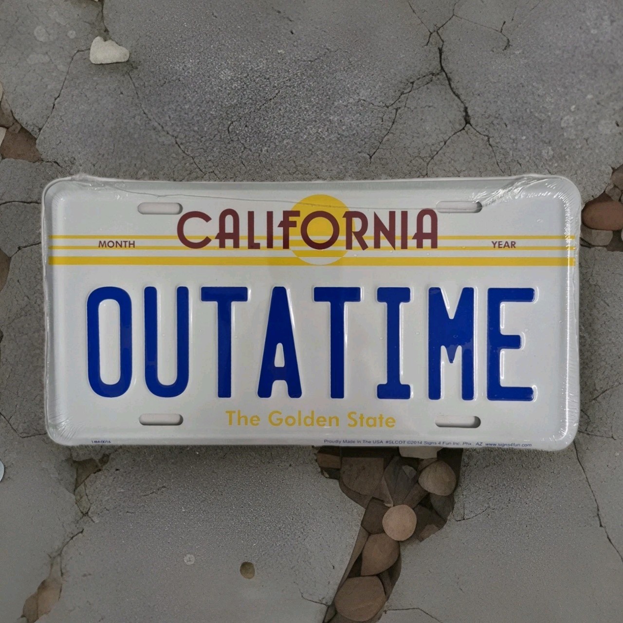 OUTATIME License Plate | Embossed Aluminum Car Tag | Out of Time | California