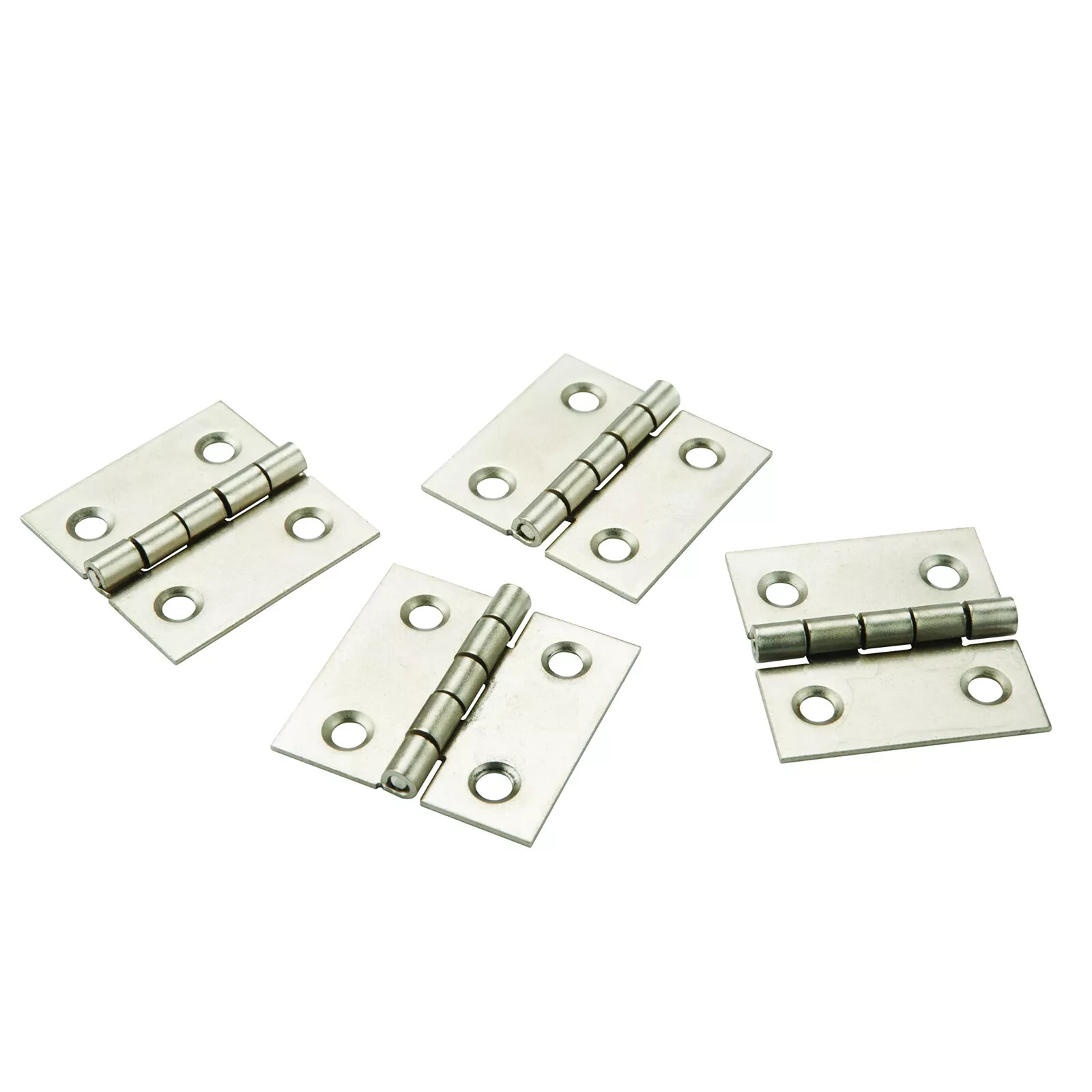 National Miniature Narrow Hinge 1" Long x 1" Open Satin Nickel With Screws 2-Pai