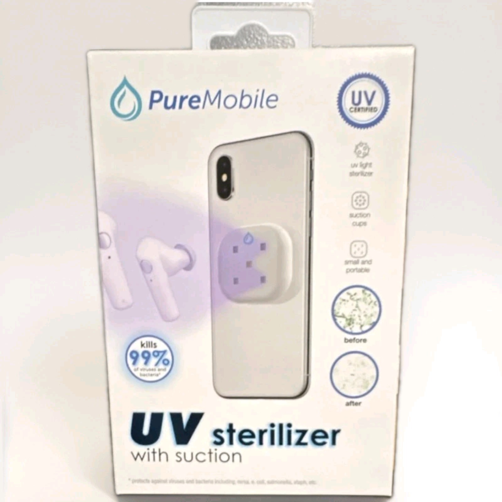 Vivitar PureMobile UV Sterilizer with Suction Cups, White, Universal, Portable
