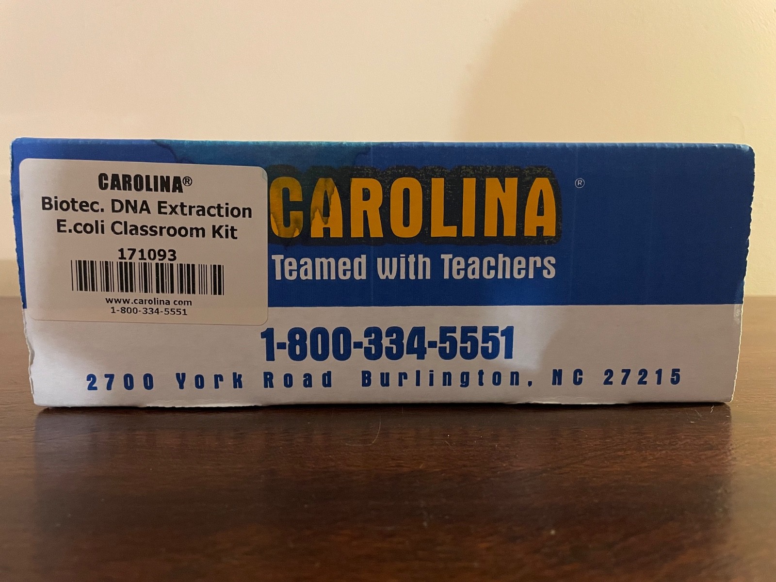 New - Carolina Biotechnology DNA Extraction Kit: E. Coli Classroom Kit 171093