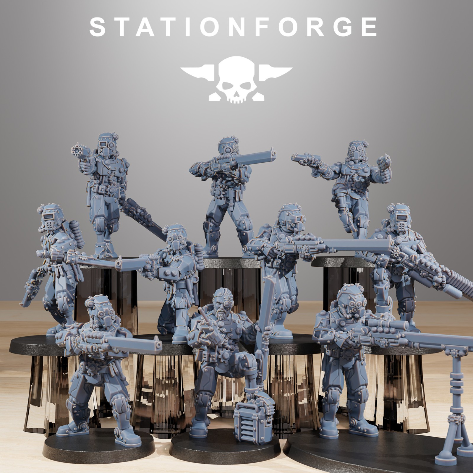 Scavenger Security Patrol Grimdark 3D Printed Miniatures Station Forge 16k