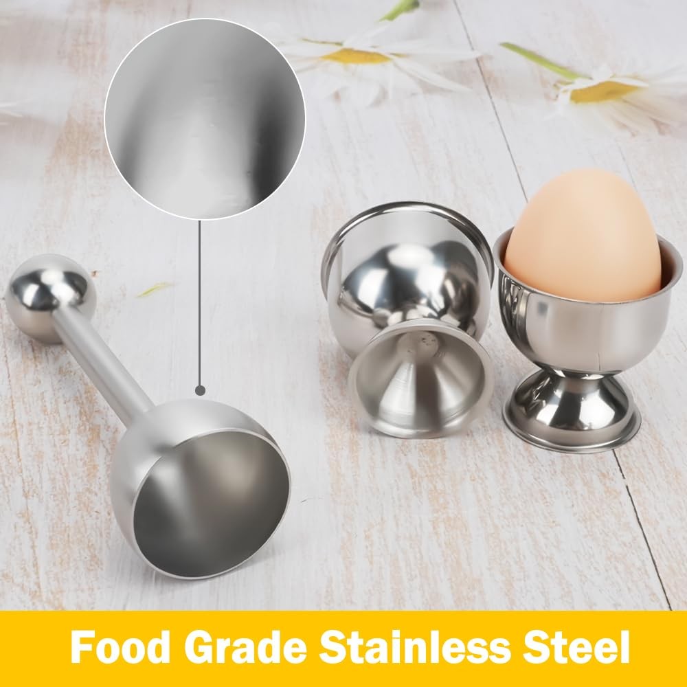 Mulaibdin Egg Cracker Topper Set of 6, 6 Cups 6 Spoons and Medium, Solid