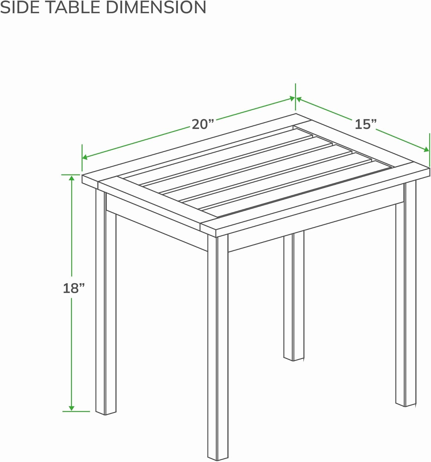 Bentley Solid Mahogany Outdoor Side Table – Weather-Resistant Patio End Table, O