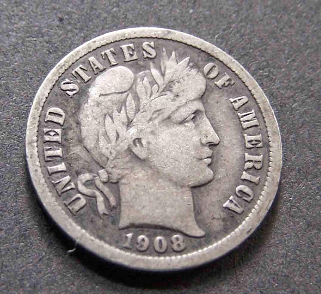 1908 barber dime #54