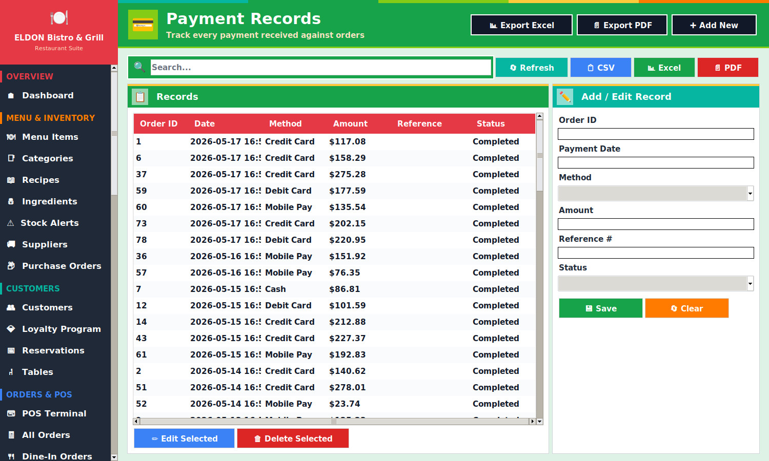 Restaurant POS Software on USB Flash Drive Menu Inventory Payroll Windows Mac