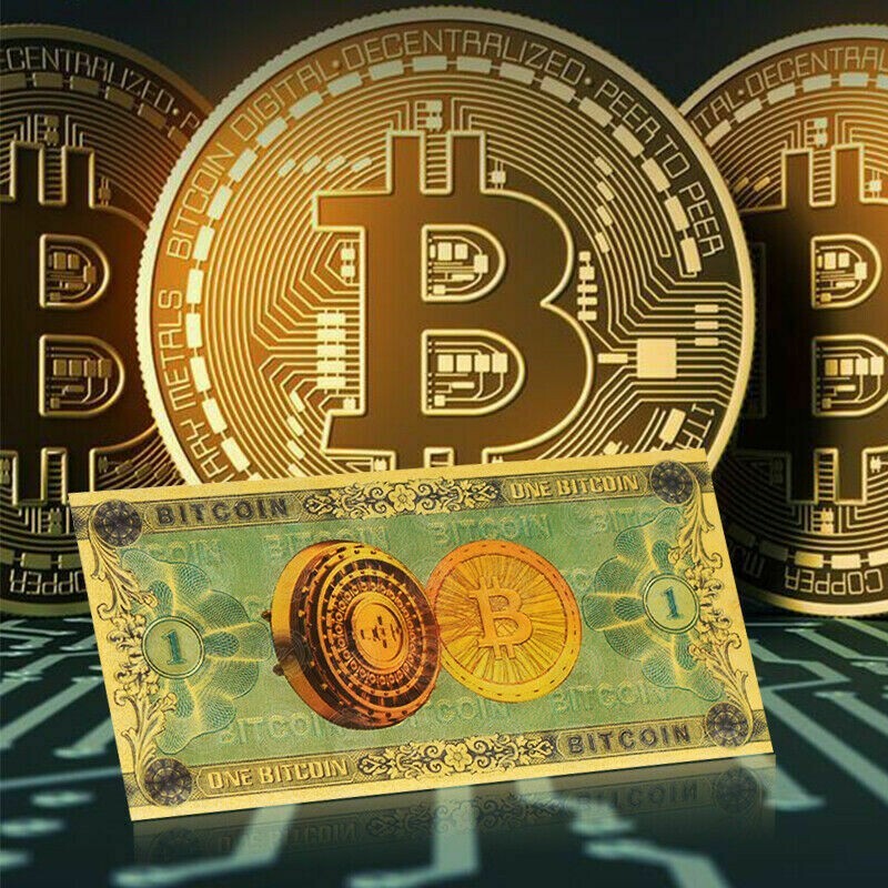 Bitcoin 1 BTC Gold Foil Banknote - Crypto Currency Collection New