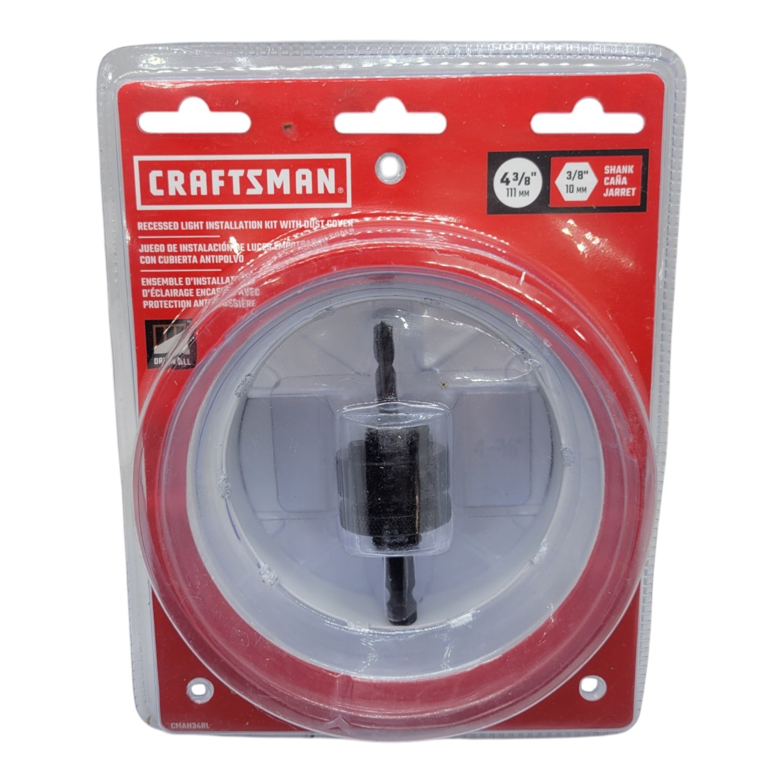 Craftsman 4-3/8" Recessed Lighting Light Hole Saw Drywall Sheetrock W/Arbor CMAH