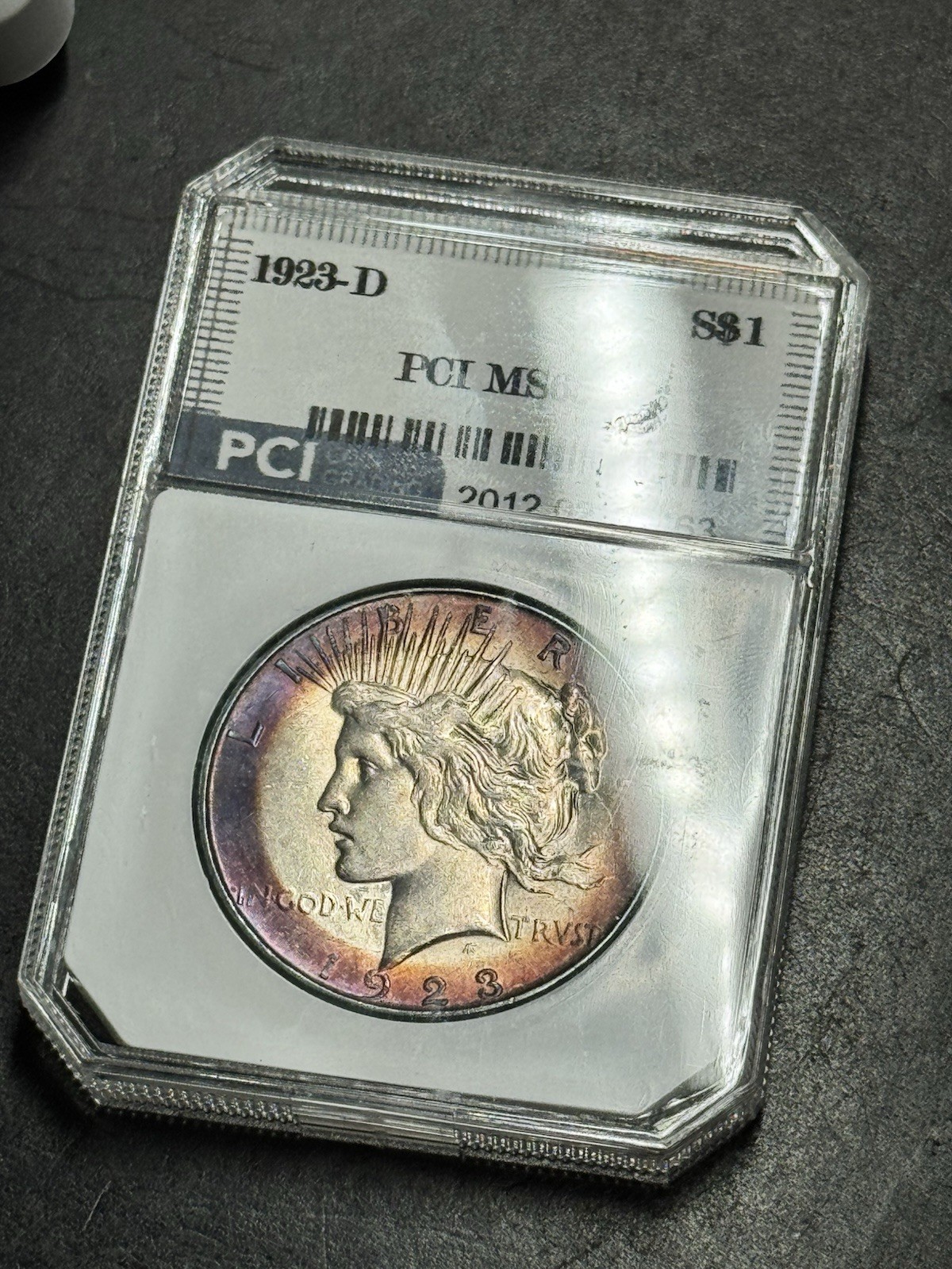 1923 D Peace Silver Dollar Gem BU Graded PCI MS++ Toning Toned $1 Coin (3708)