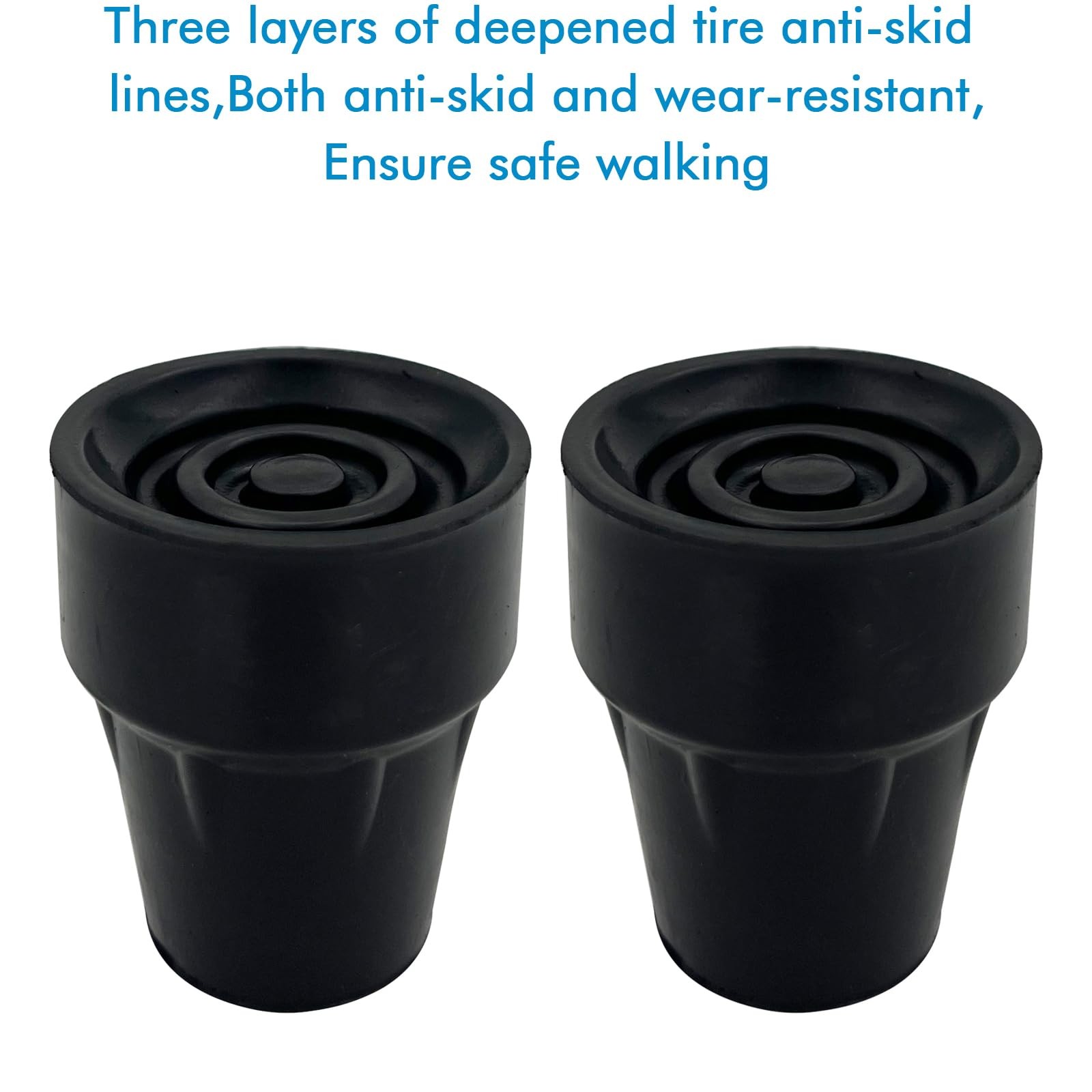 Replacement Cane Tips, 3/4 Inch, Black.