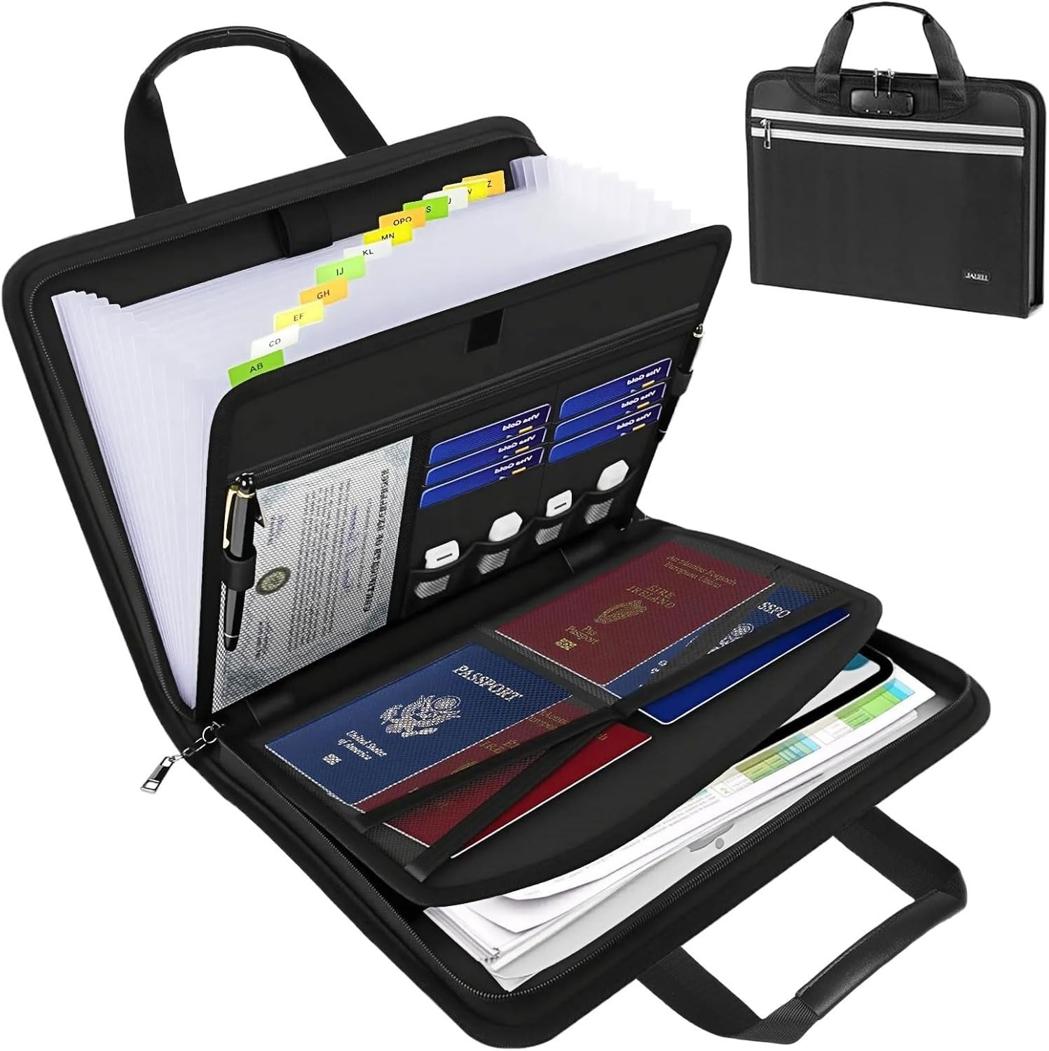 Important Document Organizer with Handle, Fireproof Accordion File Organizer wit