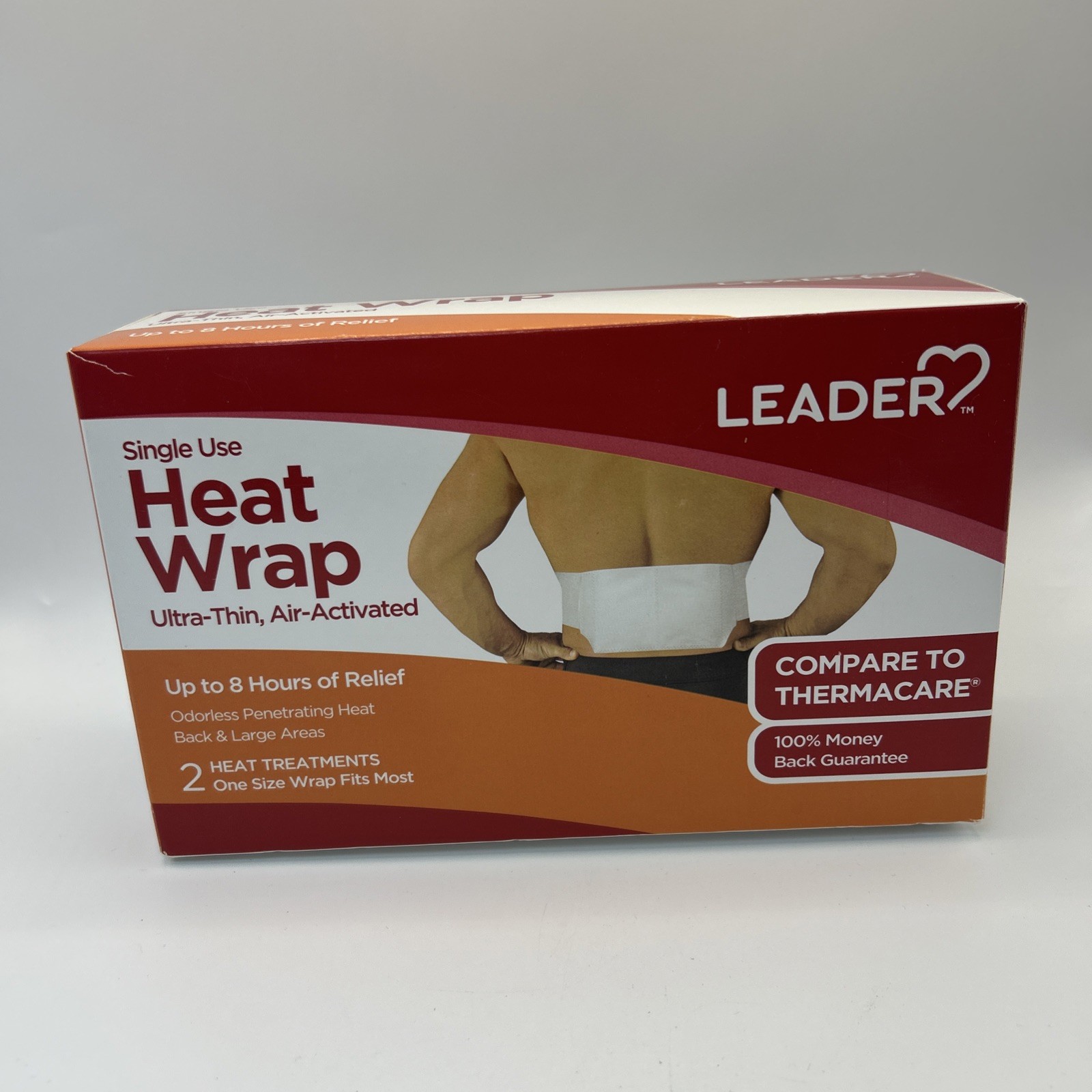 Leader Heat Wrap Ultra Thin, Air Activated, Back & Large Areas 2ct Worn Box