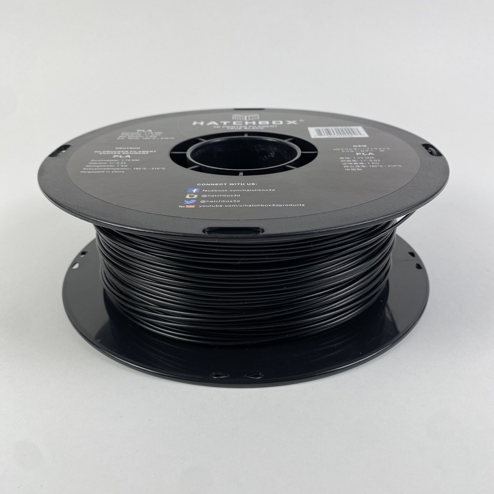 Hatchbox 3D Printer Filament PLA 1KG Spool 1.75 MM Diameter Black New Open Box