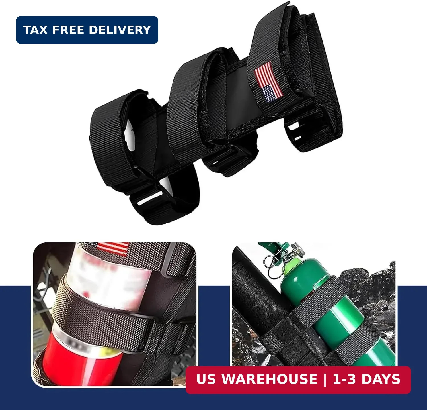 Roll Bar Fire Extinguisher Holder, Adjustable Extinguisher Mount Strap with USA