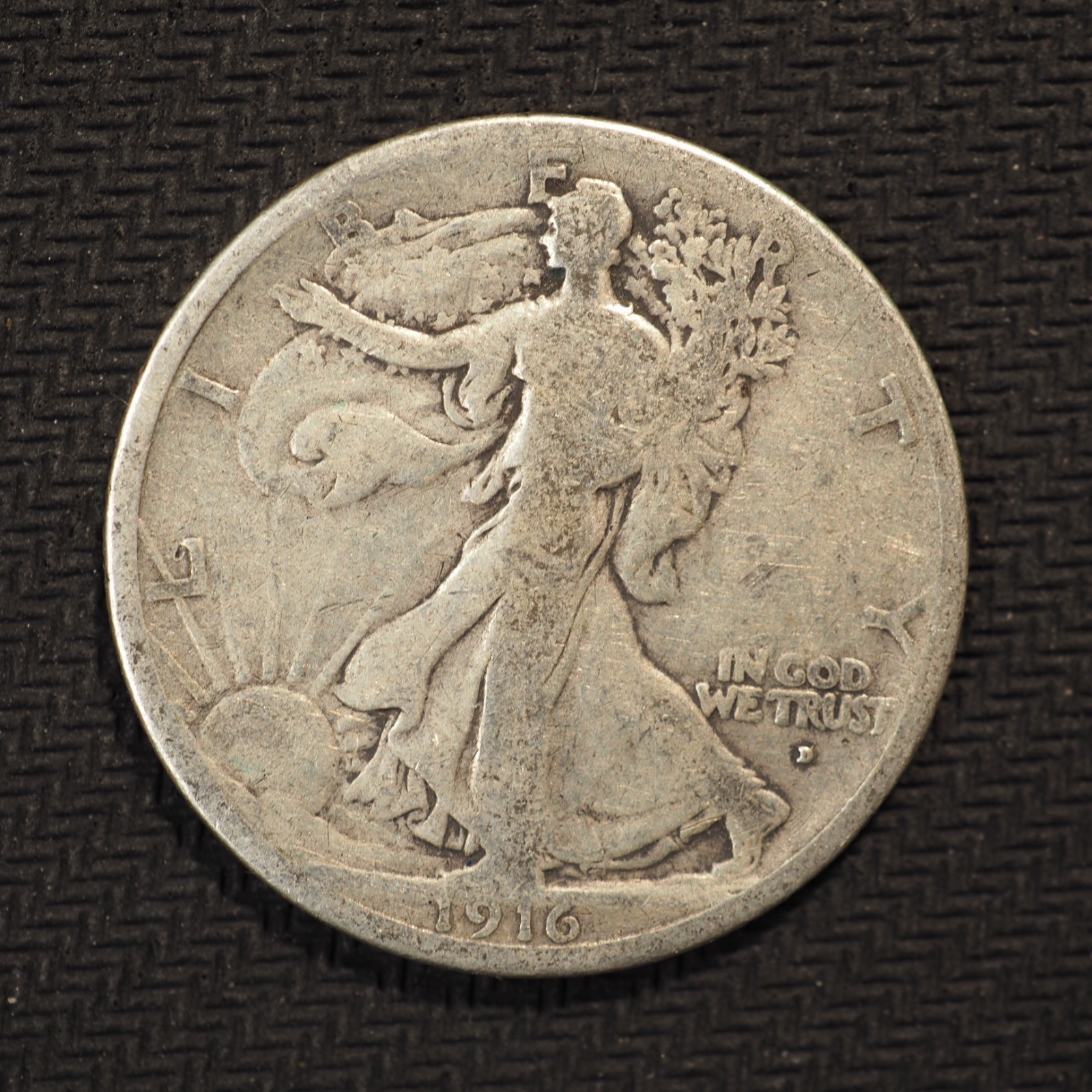 1916 *D* LIBERTY WALKING SILVER HALF DOLLAR* NICE*  FREE SHIPPING  C1187