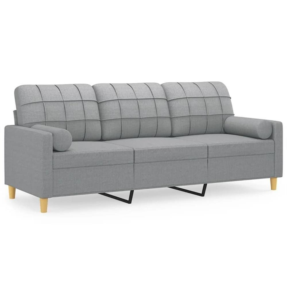 Bowery Hill Contemporary Metal 3-Seater Sofa in Light Grey Polyester