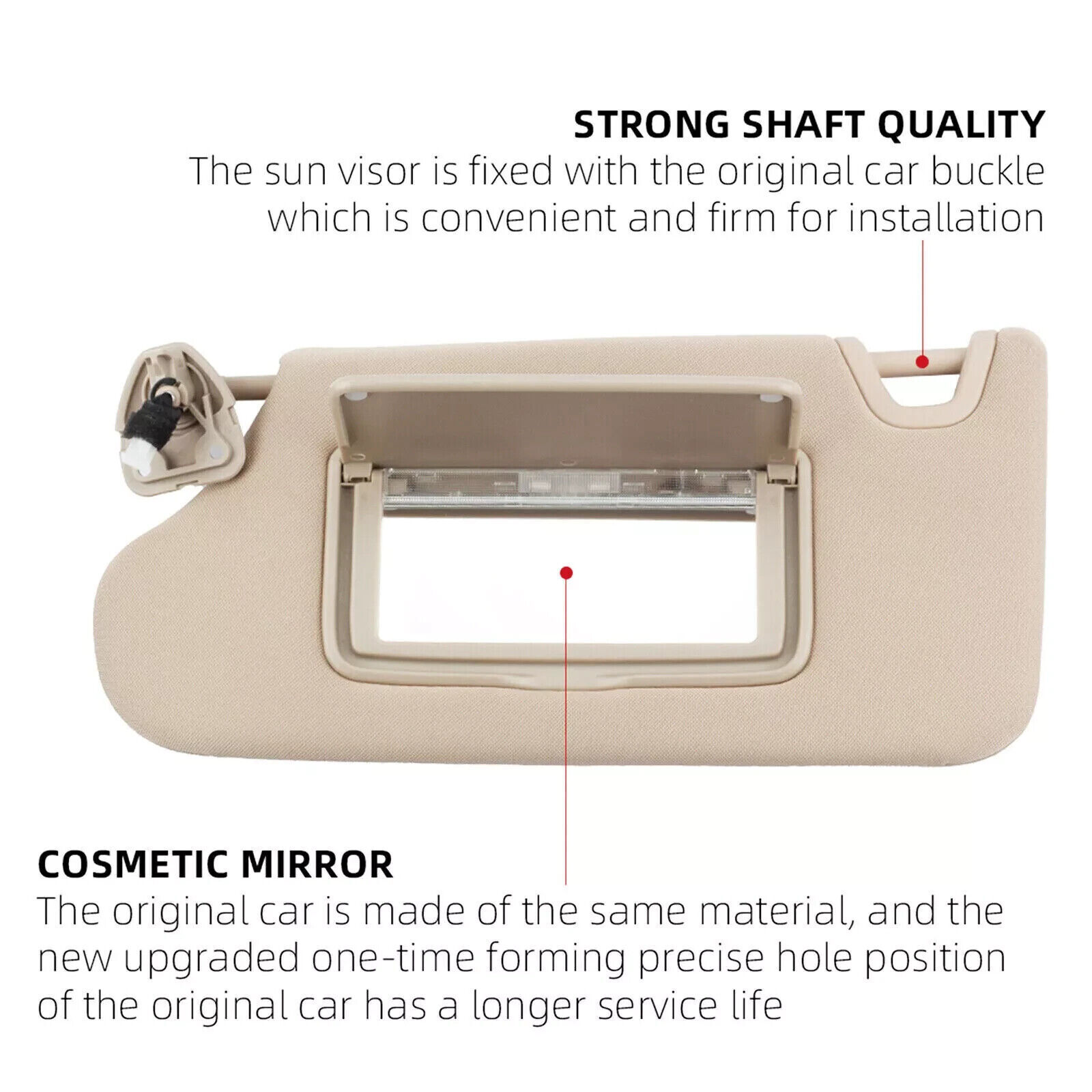 Beige Left Driver Side Sun Visor w/ Light For Nissan Altima 2013-2018 964013TA2A