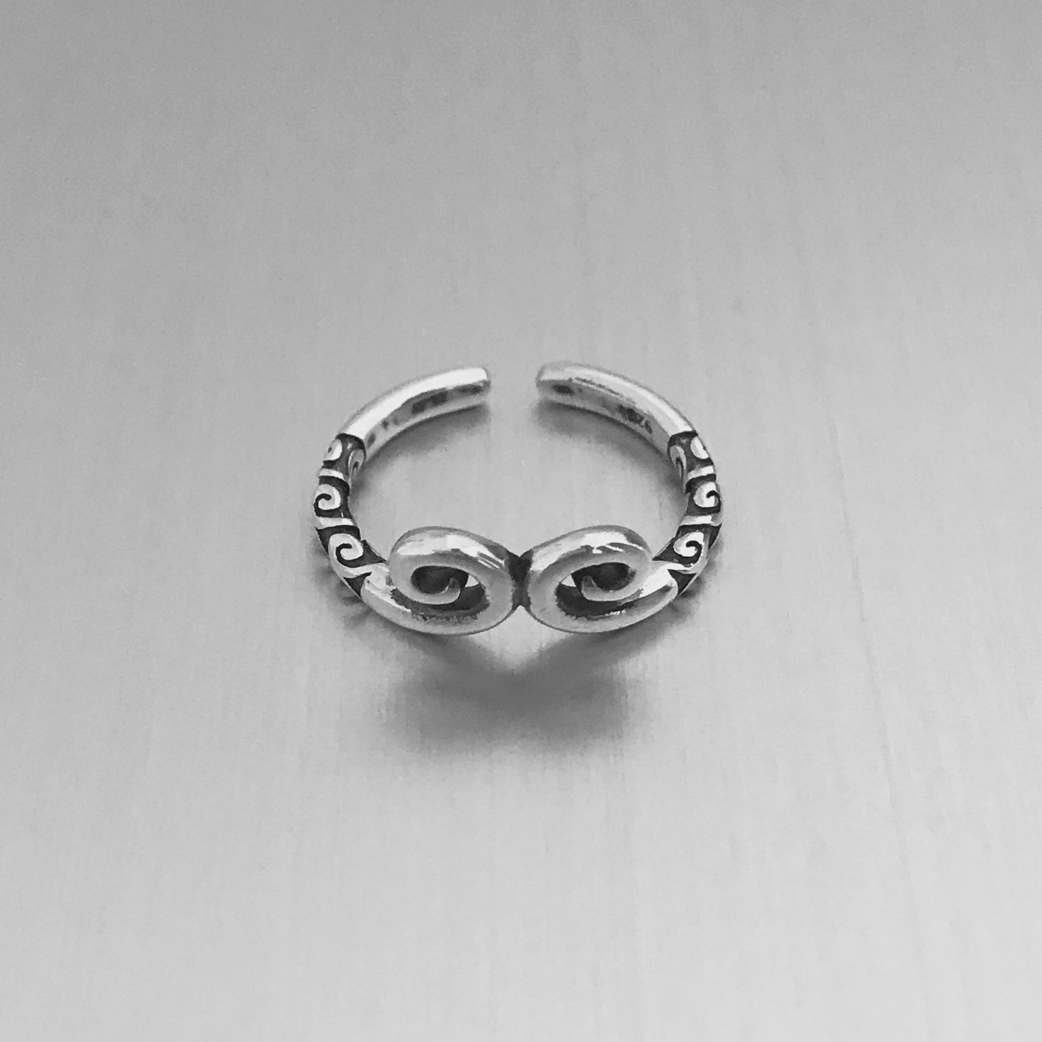 Sterling Silver Double Spiral Toe Ring, Silver Rings, Swirl Ring, Beach Ring