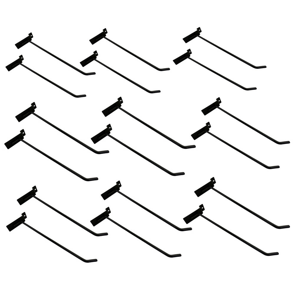 24 Pcs 10'' Black Slatwall Hook Hooks Retail Display Wire Metal Hanger