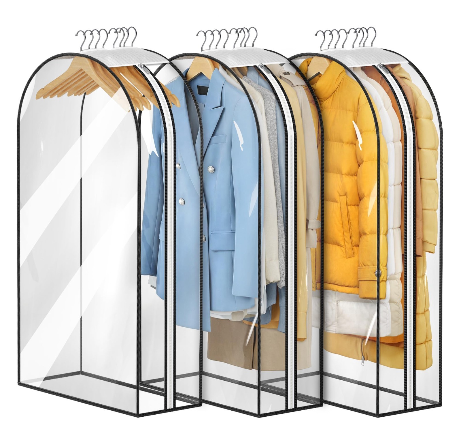 10" Gusseted All Clear Garment Bags for Hanging Clothes 40" Suit Bags for Closet
