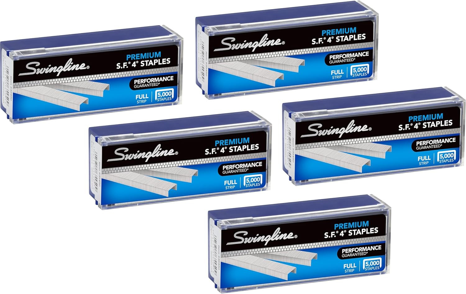 Swingline Staples, 5 Pack, S.F. 4, Premium, 1/4" Length, 210/Strip, 5000/Box (35