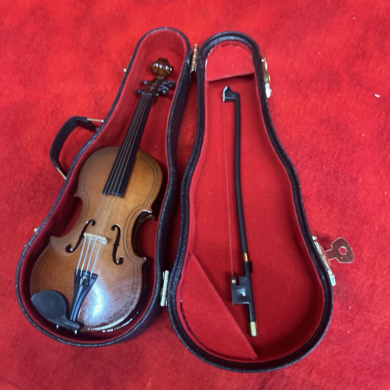 DECORATIVE MINIATURE VIOLIN REPICA SMALL CASE & BOW DISPLAY DECORATION MUSIC(p3)