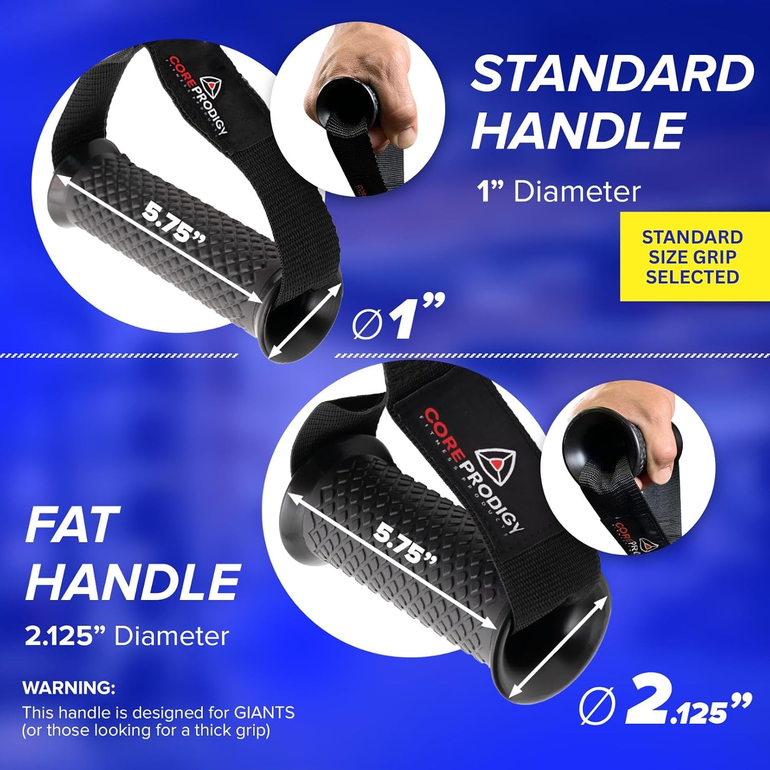 Core Prodigy Heavy Duty Exercise Handles - Grip Attachments for Cable Machine