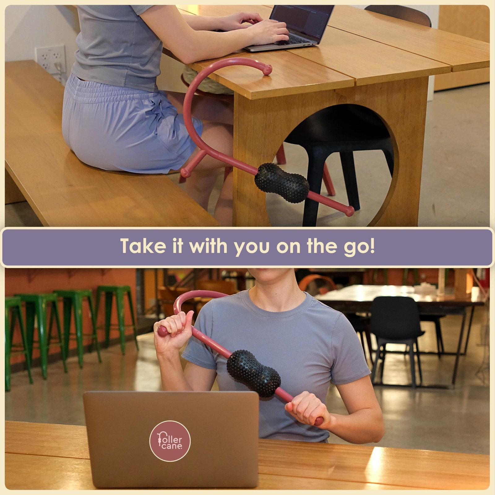 Roller Cane Massager | 2-in-1 Massage Roller Stick & Trigger Point Cane | Rub...