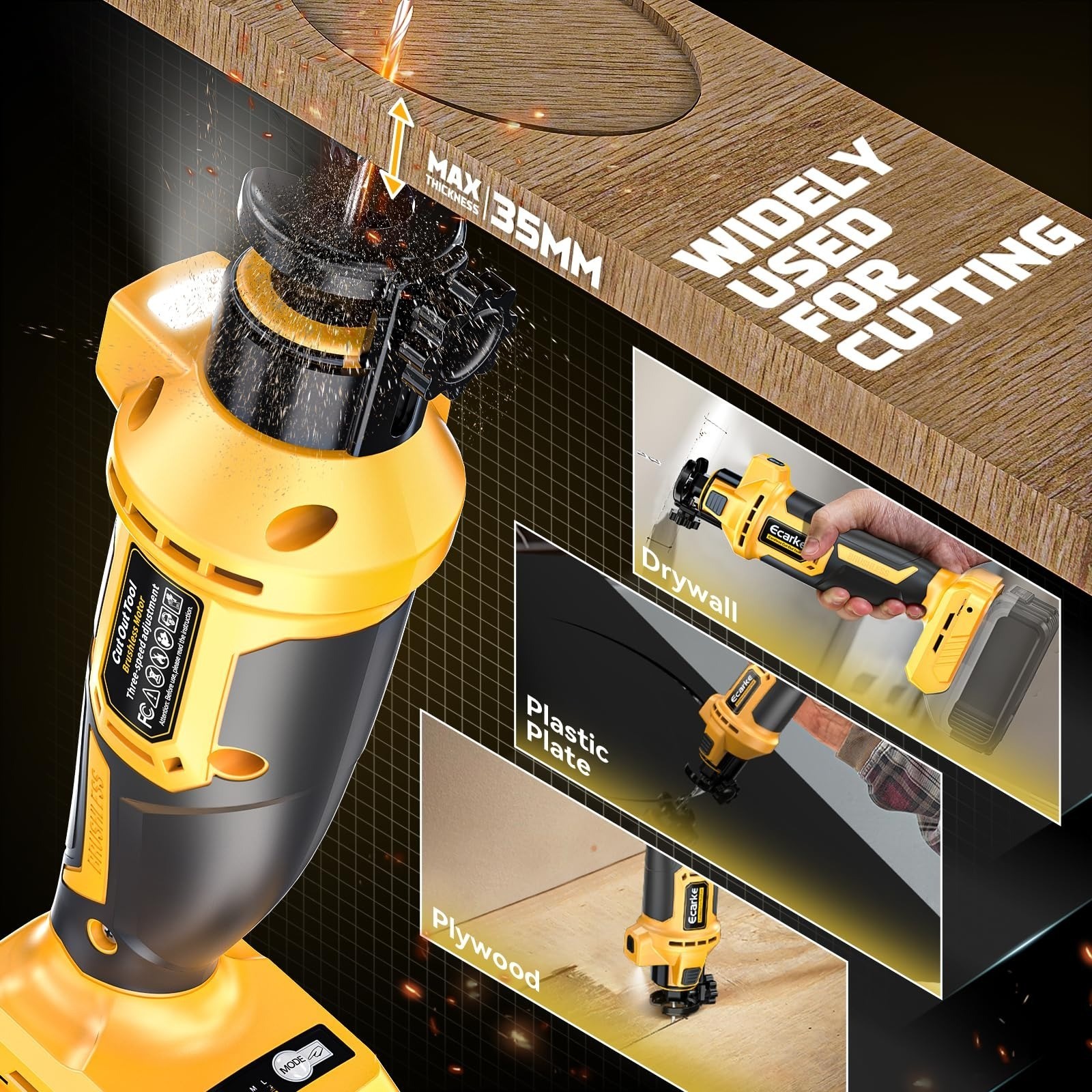 Ecarke Cordless Drywall Cutting Tool Compatible with DeWALT Battery