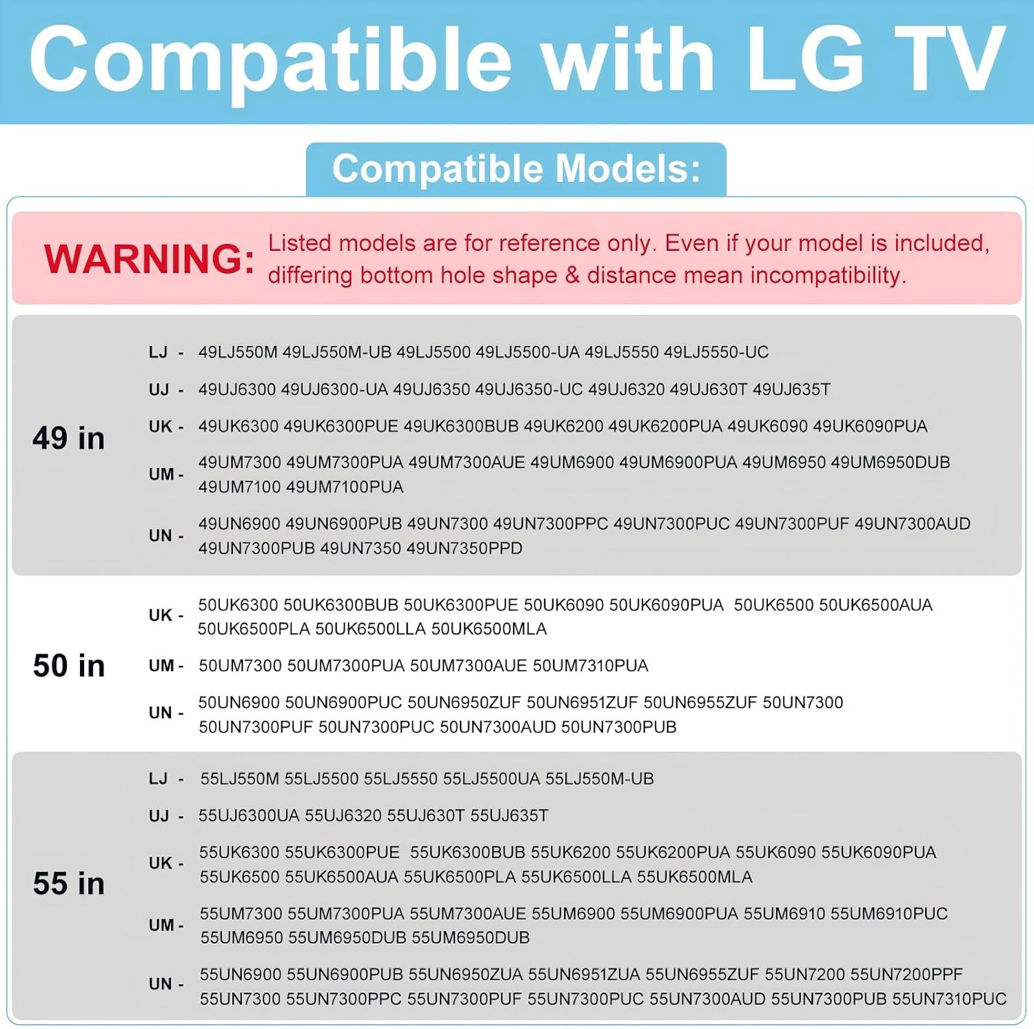 LG TV Stand Legs Replacement for Listed Models – 50–55 Inch Compatible