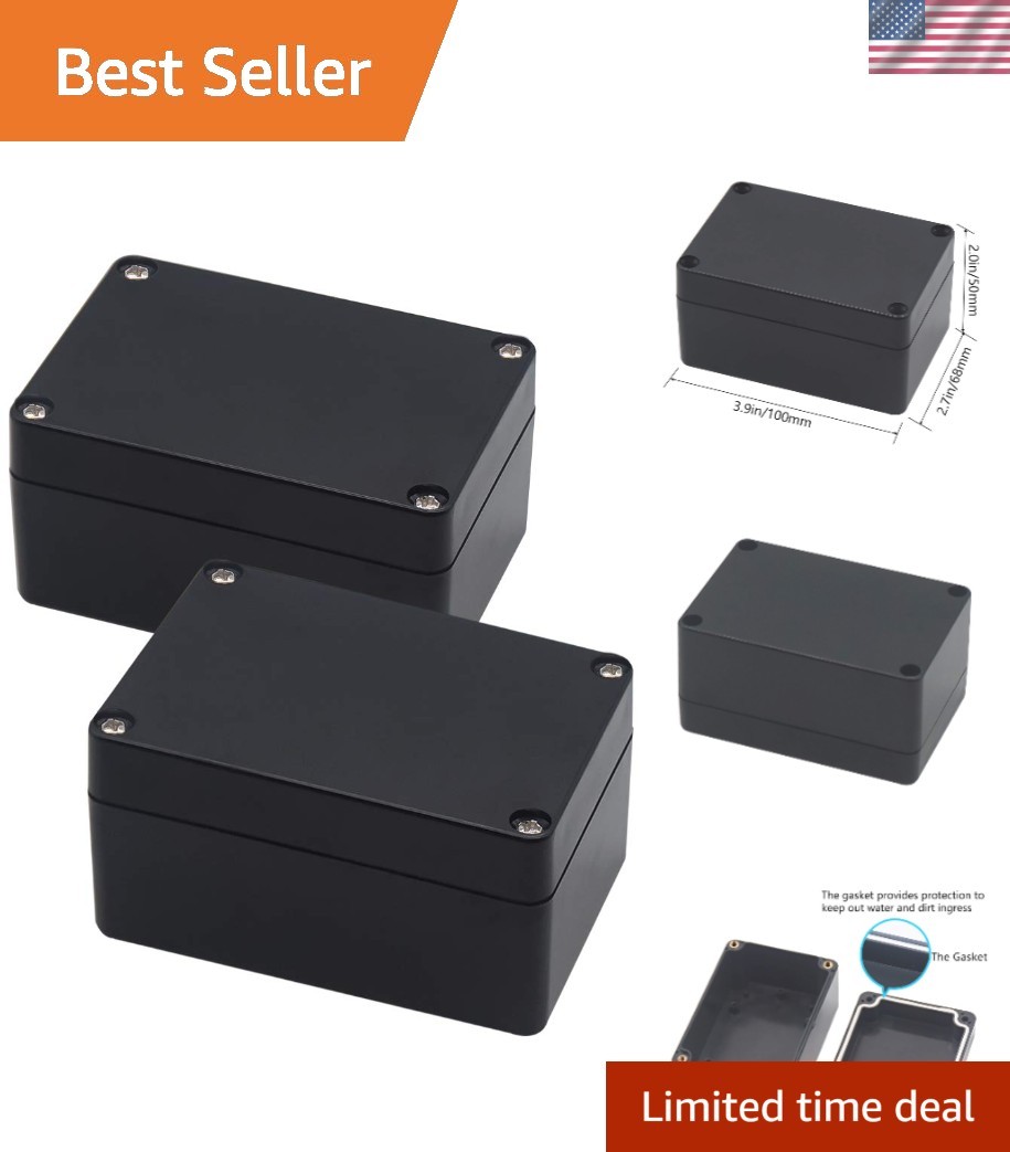 2 Pack  Waterproof Junction Boxes - Sturdy Black ABS Enclosures - 3.94x2.68