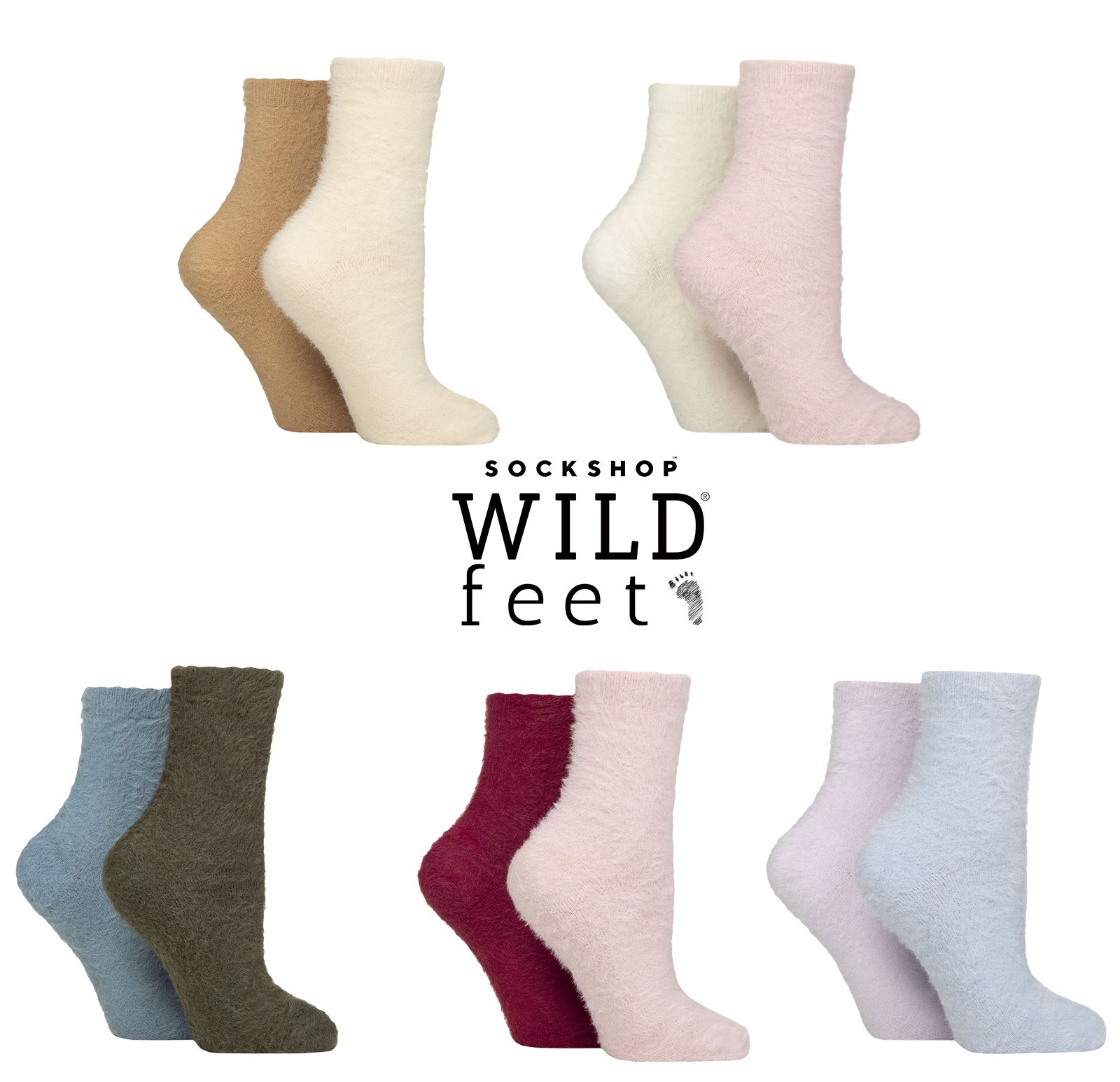 Women's Fluffy Socks Feather 2 Pairs Size 4-8 Super Soft Warm- SOCKSHOP Wildfeet