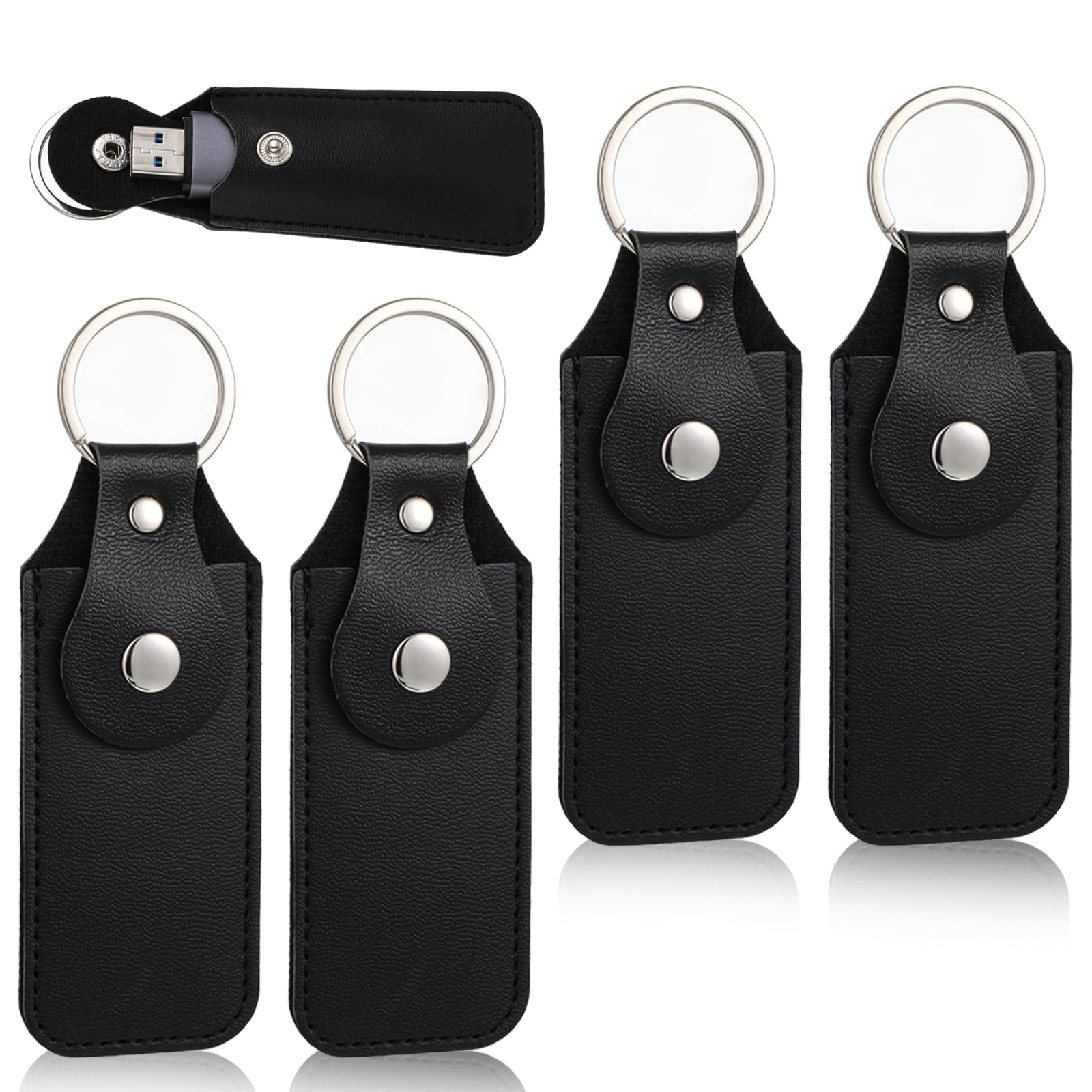 4 Pcs Flash Drive Case, Leather Anti Lost Thumb USB Flash Drive Holder USB St...